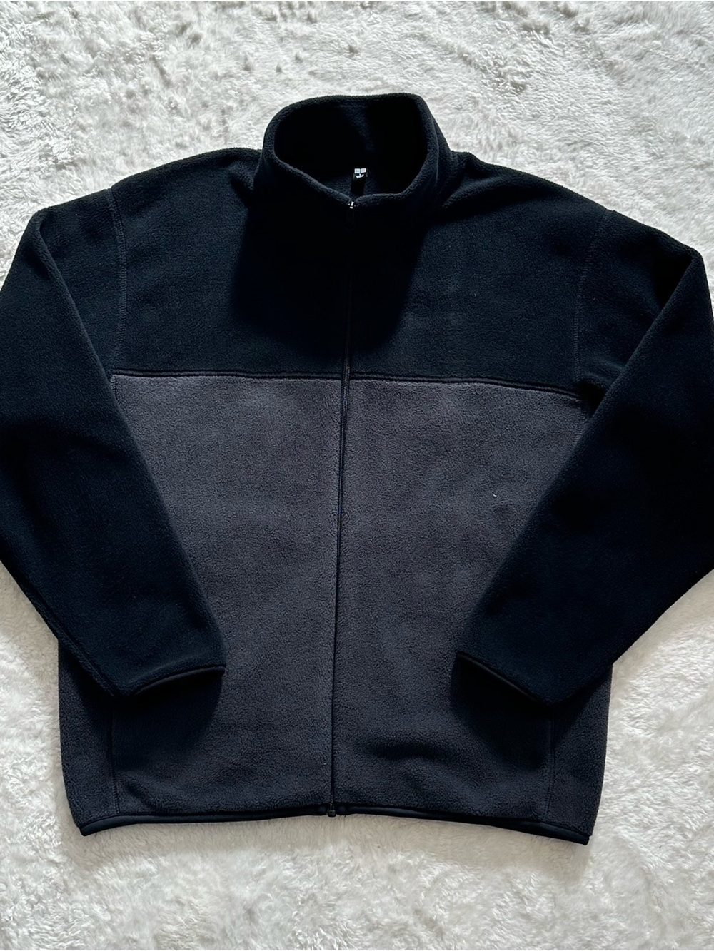 NWOT Uniqlo Colorblock Fleece Full-Zip Jacket Black/Grey Men's M/L